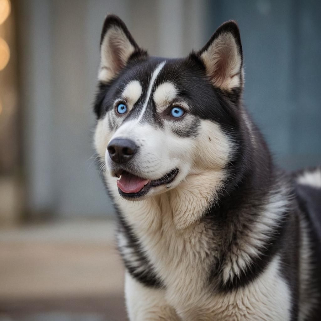 Striking Siberian Husky Portrait with Blue Eyes