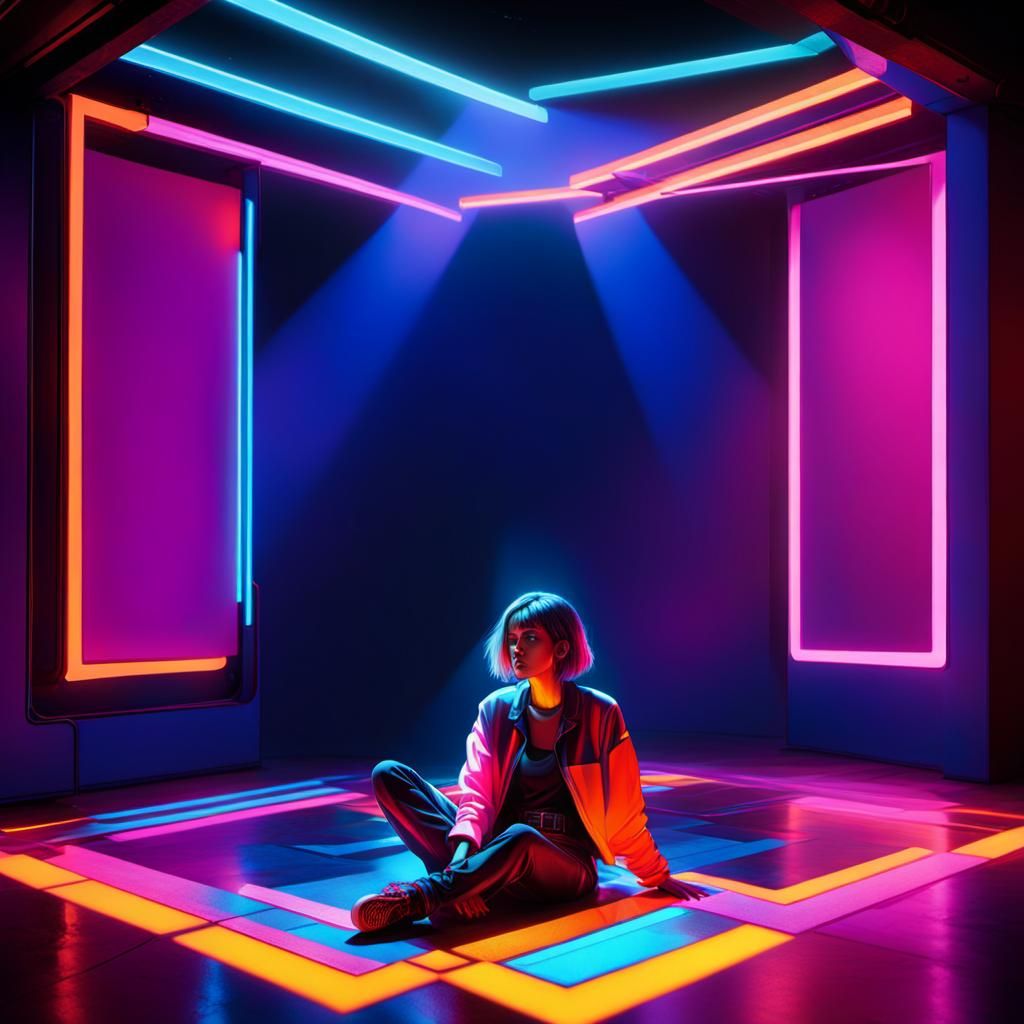 Cyberpunk DJ in Neon Disco