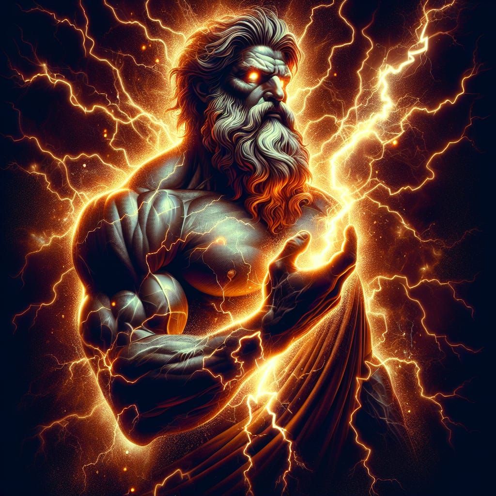 Greek God of Lightning with Thunderbolt