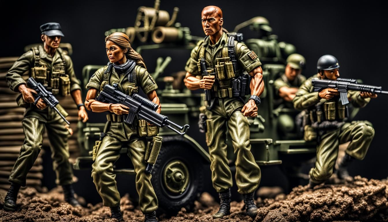 Hyperrealistic GI Jane and GI Joe Figures