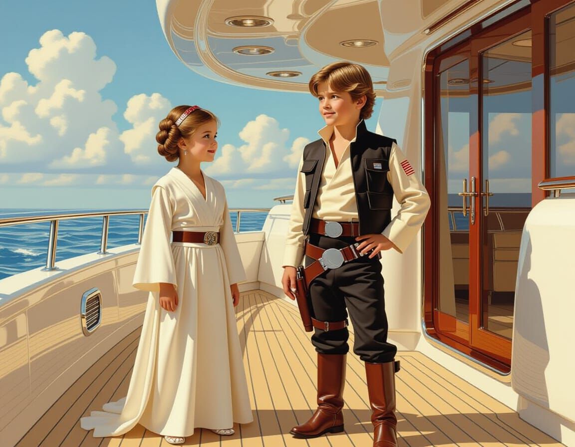 Han and Leia on Yacht in Pin-Up Style