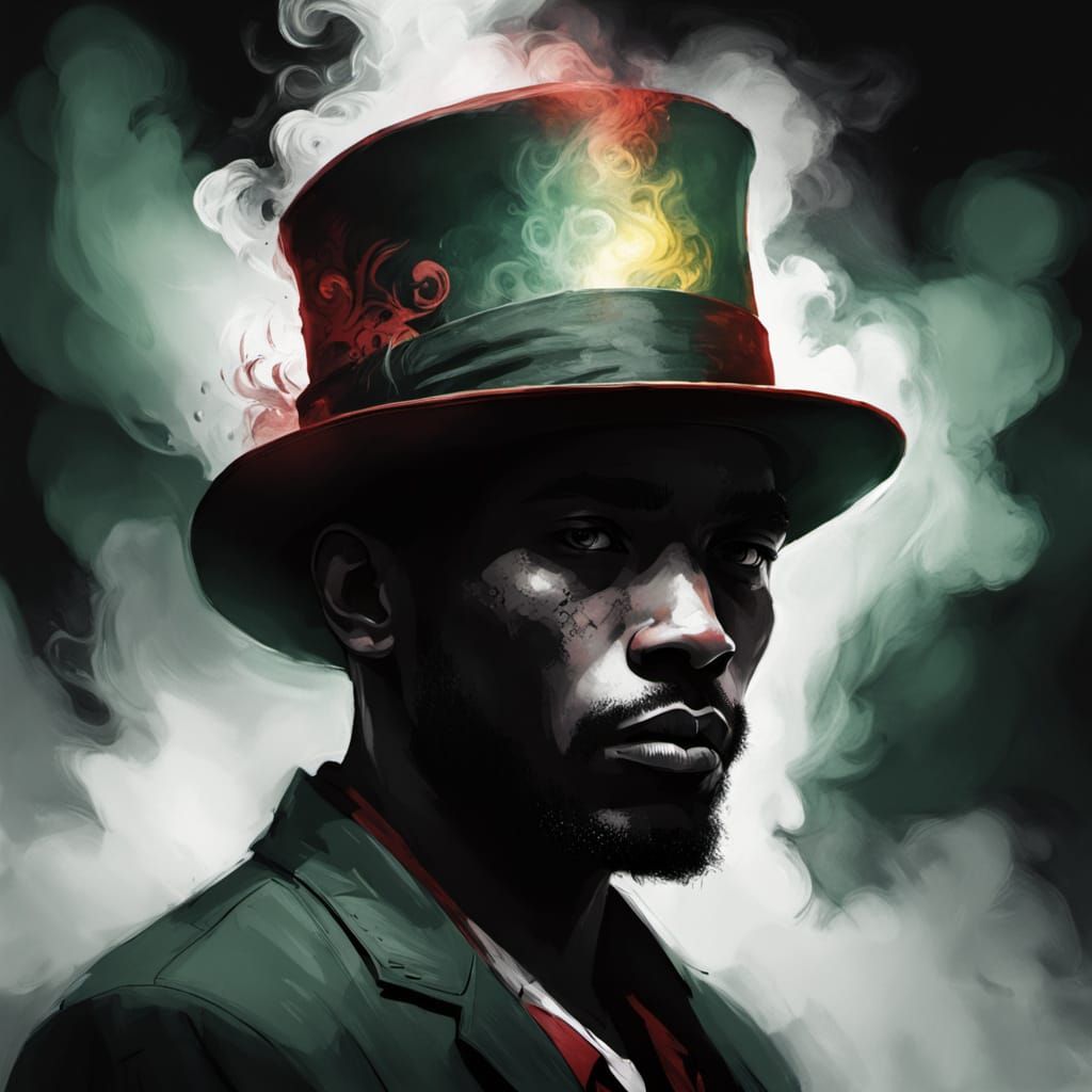 Enigmatic Caribbean Gentleman in Absinthe Green Bowler Hat