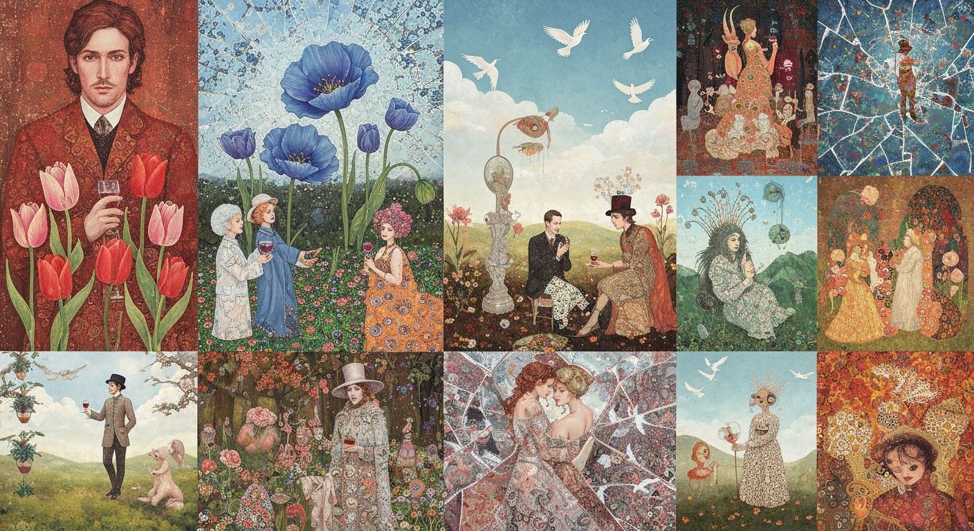 Floral Figures in Dreamlike Art Nouveau Style