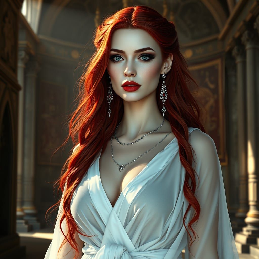 Cyberpunk Goddess in Elegant Attire