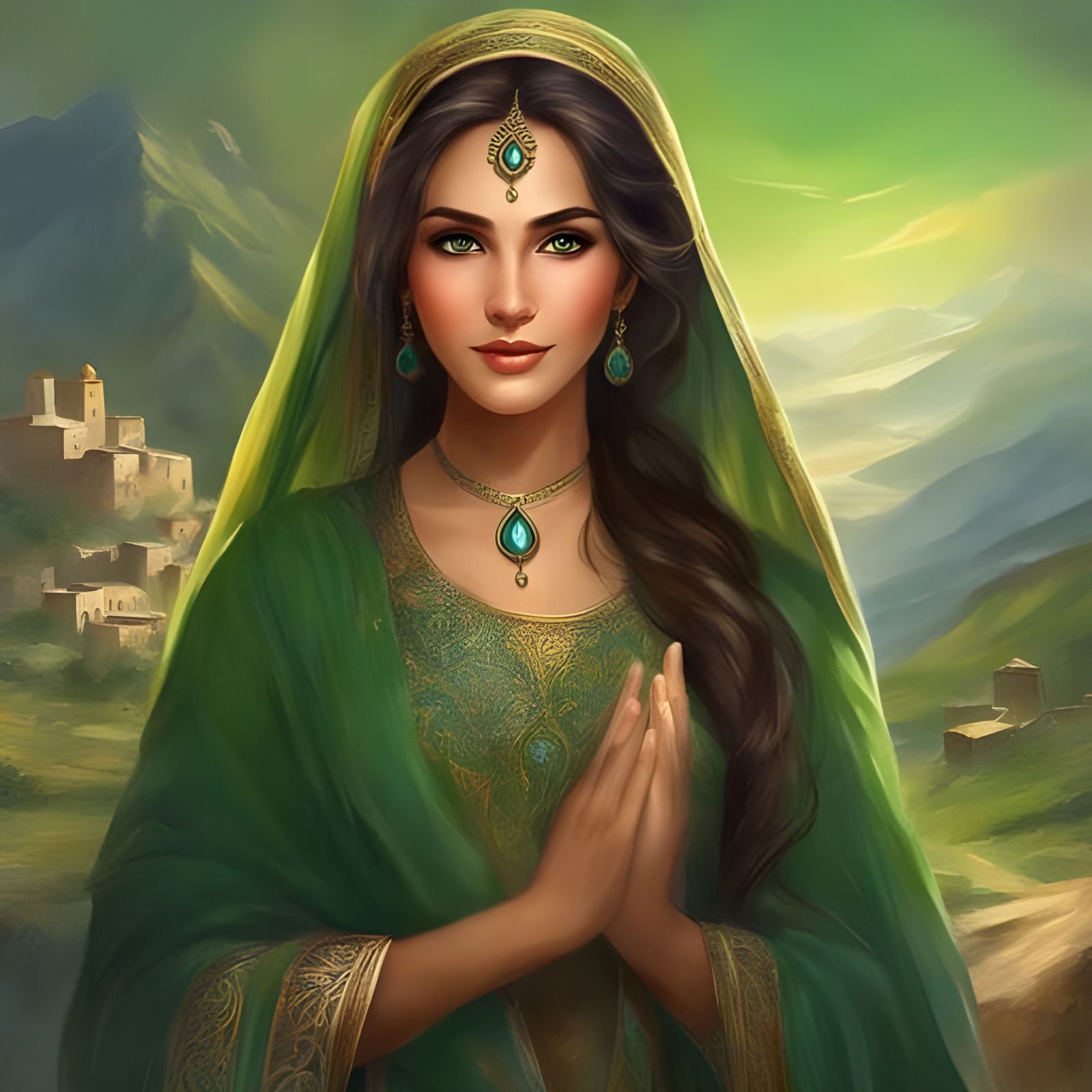 Beautiful Afghan Woman in Traditional Dress