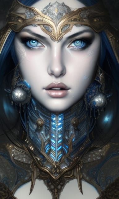 Love Goddess in Silver Armor: Hyper-Detailed Digital Art