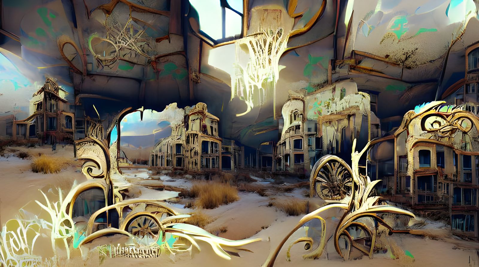 Wild West Abandoned Town in Ethereal Dystopian Style