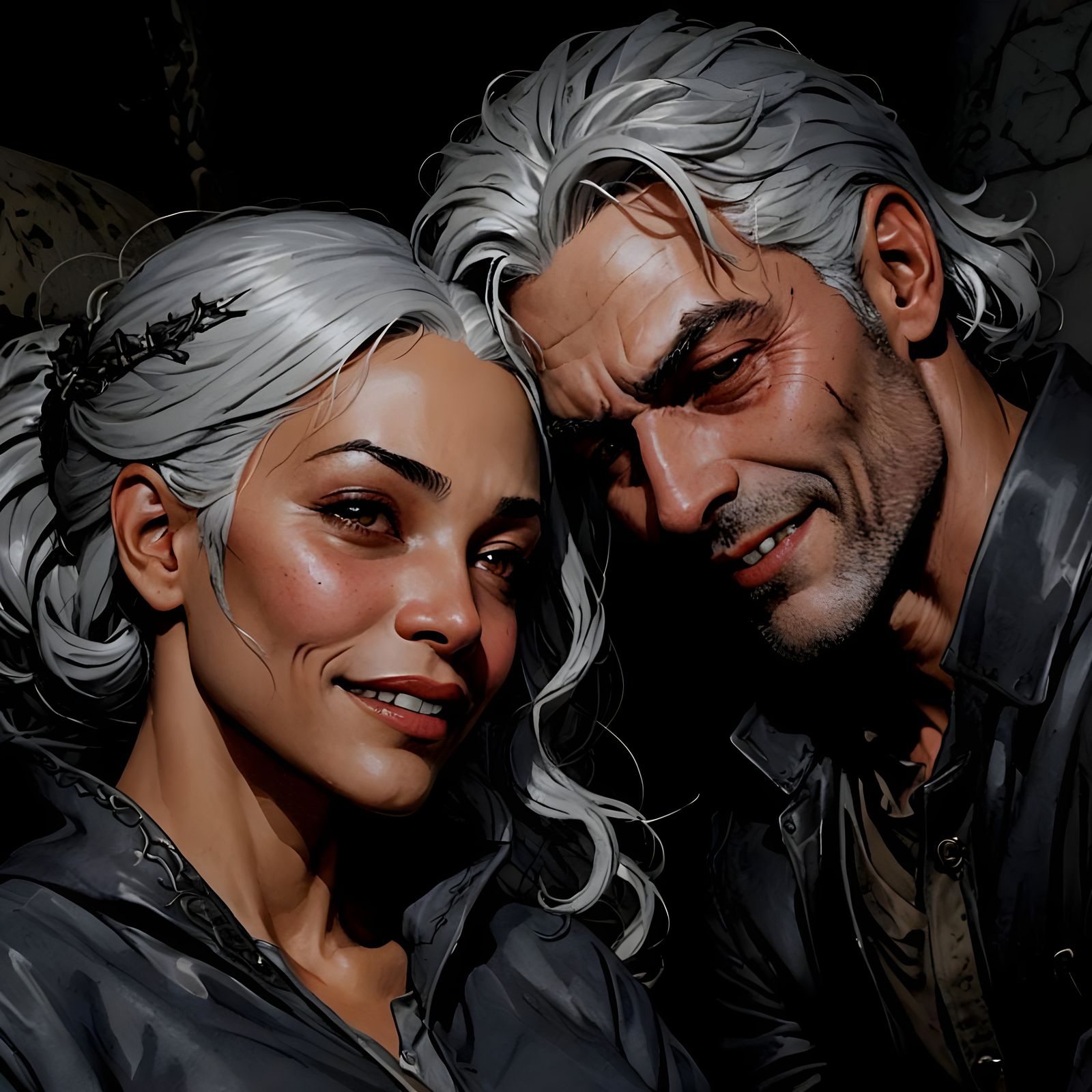 Gaunt Woman Watches Sleeping Man