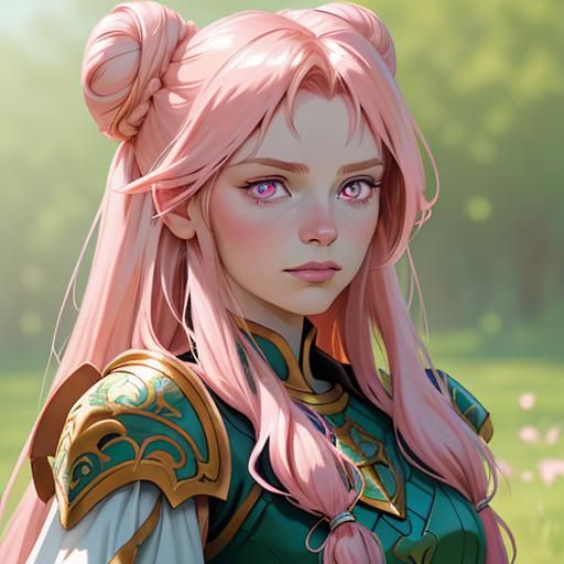 Pink-Haired Paladin Portrait in Fantasy Concept Art
