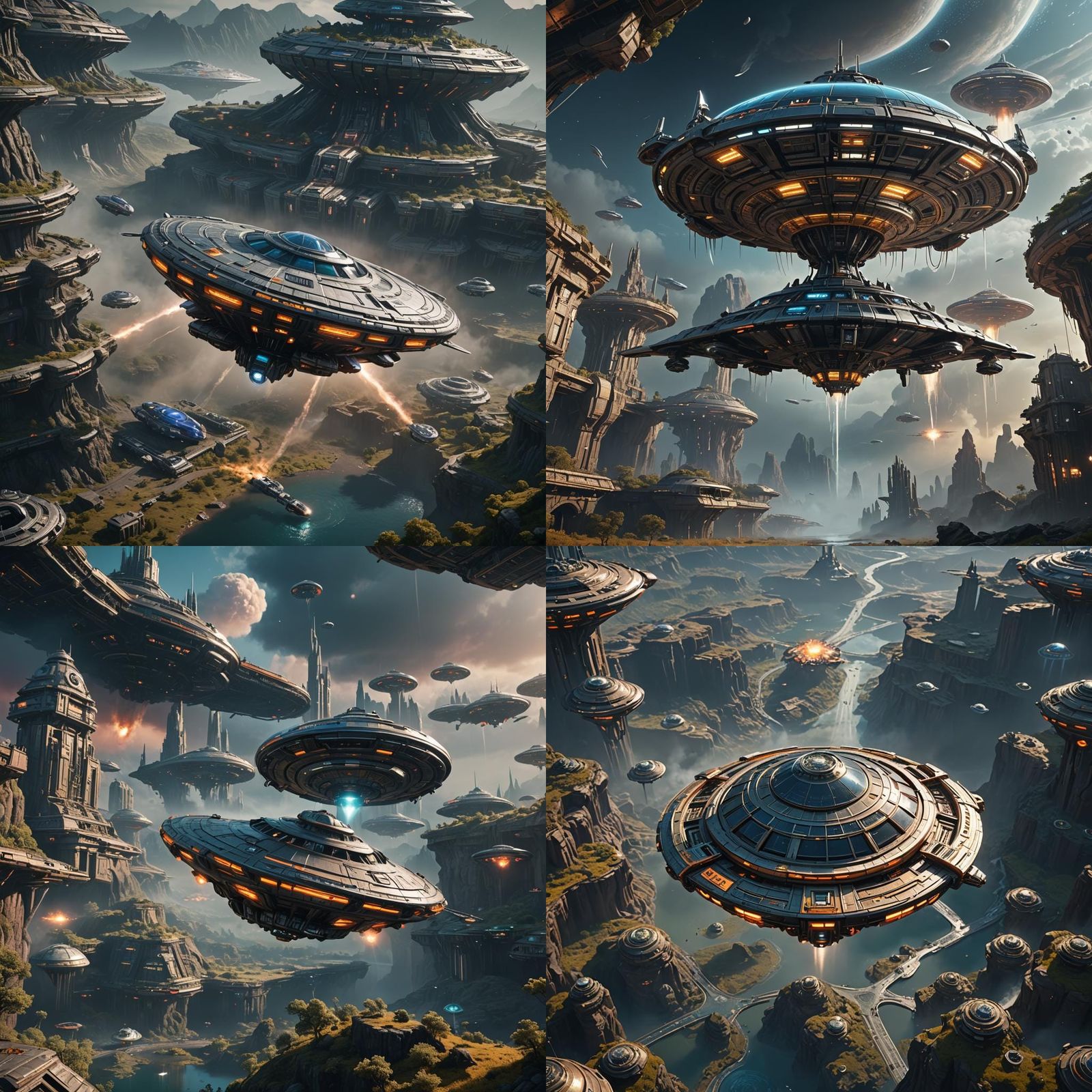 Detailed Matte Painting of a UFO Spaceship