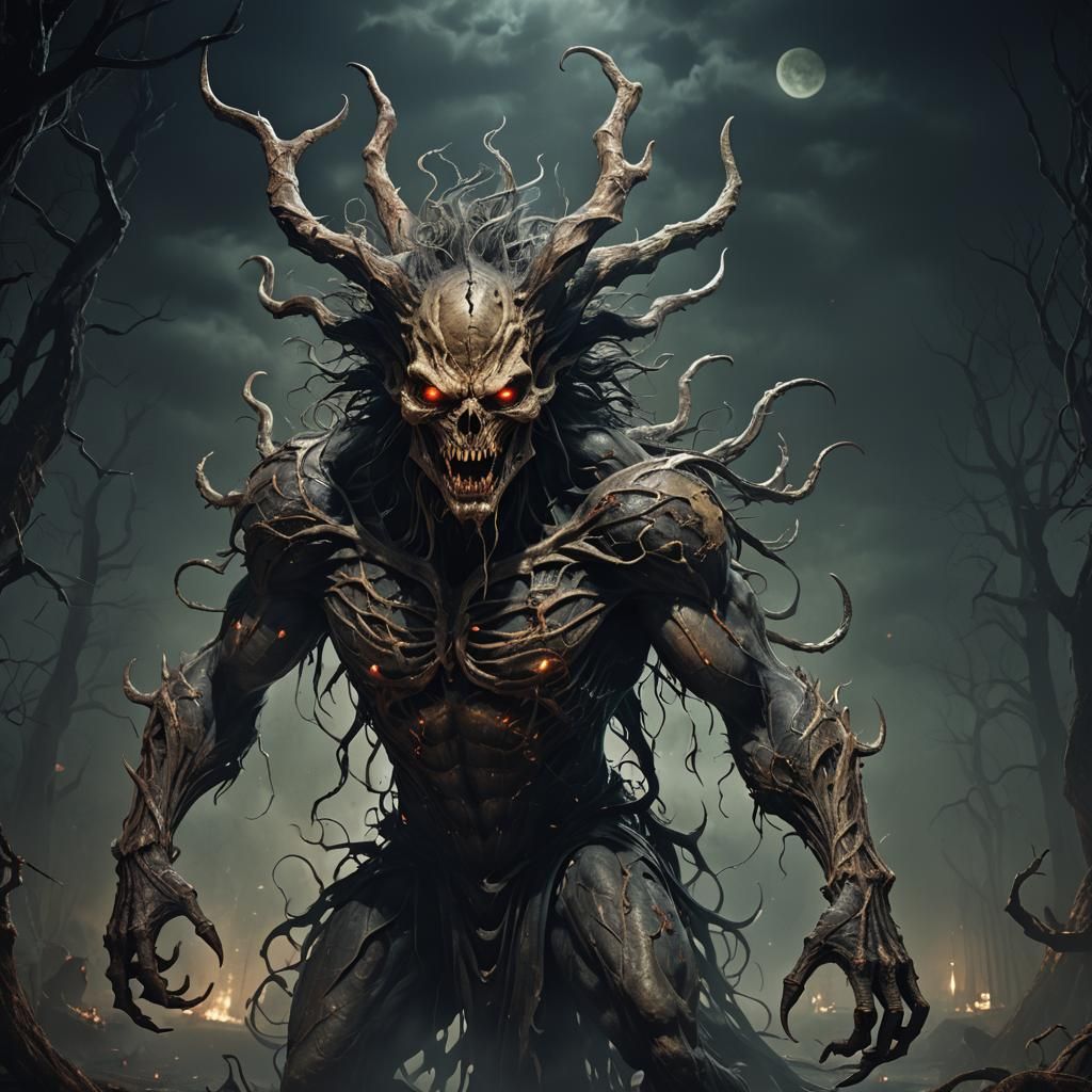 Supernatural Creature in Dark, Fantastical Matte Painting