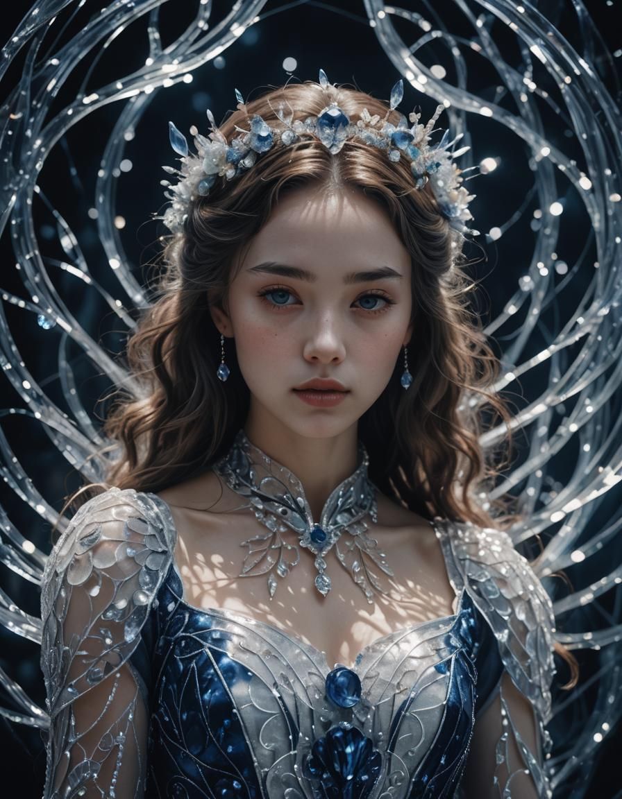 Detailed Cristal Maiden in Hyperrealistic Style