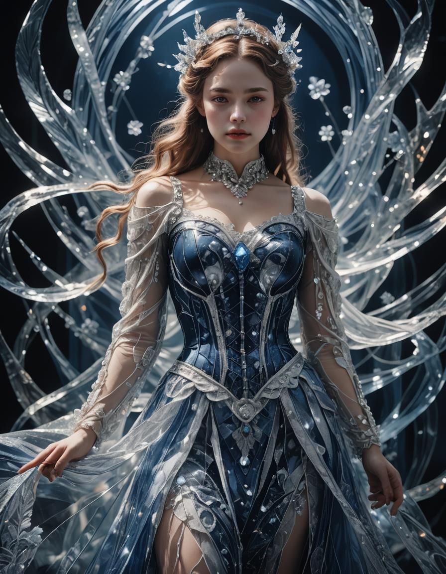 Detailed Crystal Maiden Portrait in Hyperrealism Style