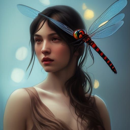 Detailed Dragonfly Portrait in Digital Art Style