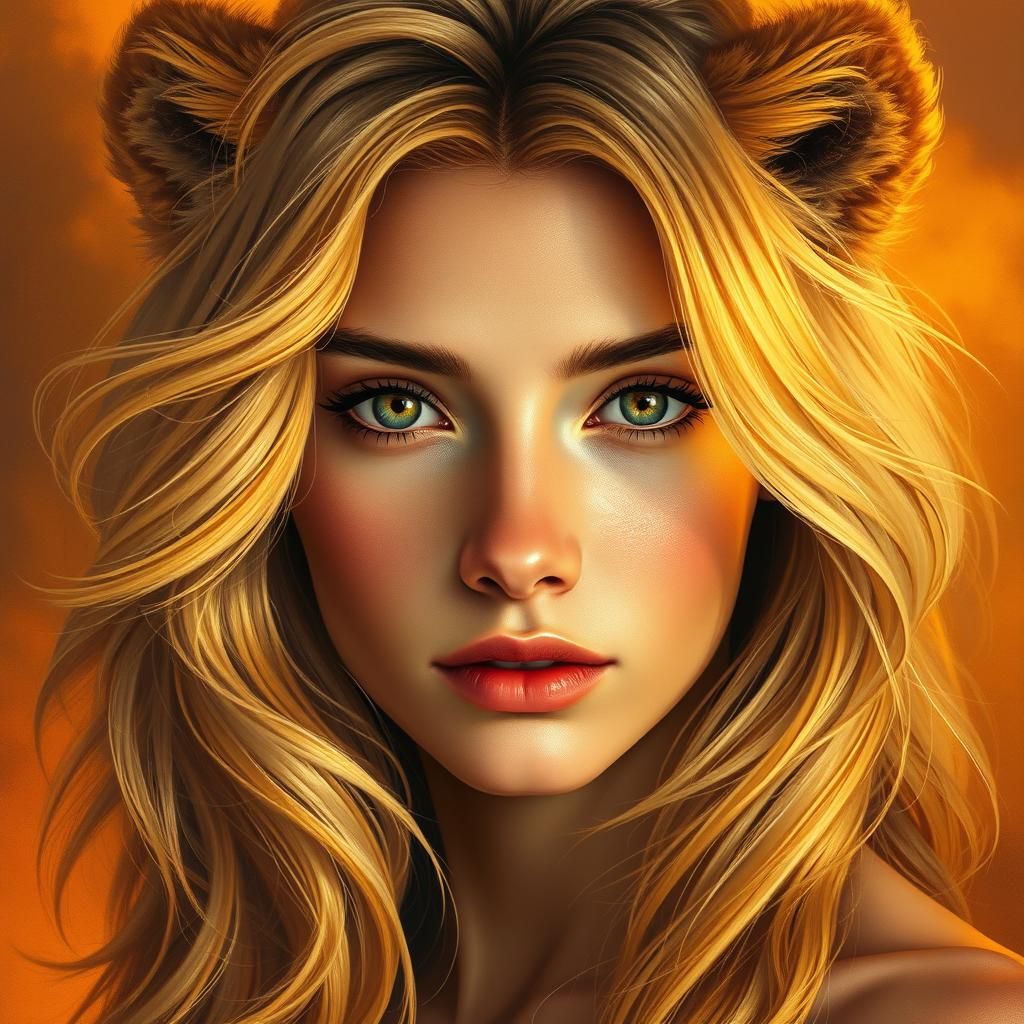 Lion-haired Woman Portrait in Fantasy Style