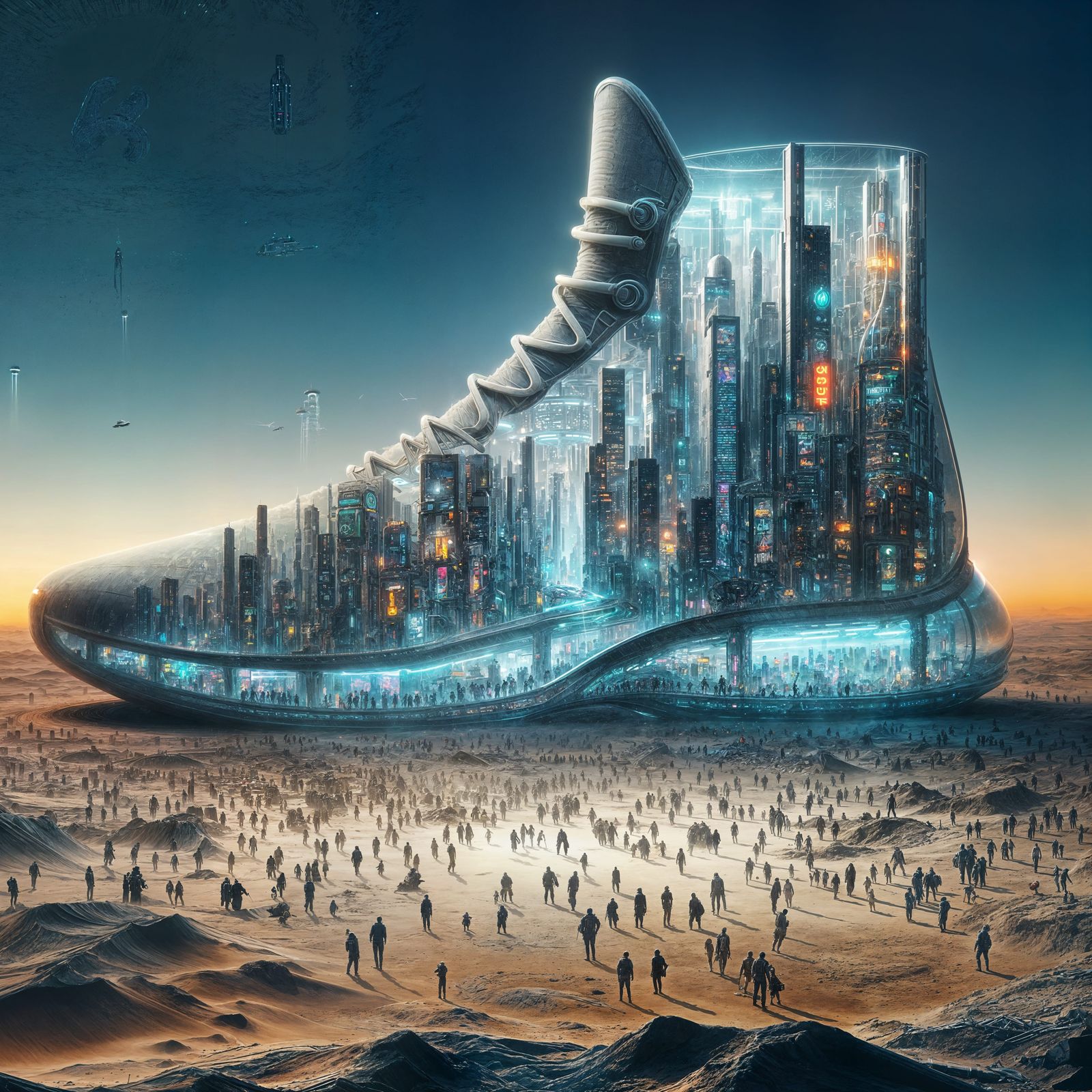 Cyberpunk City Inside Glass Sneaker Sanctuary