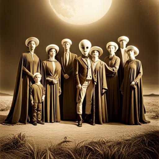 an alien missionary in a circle of followers