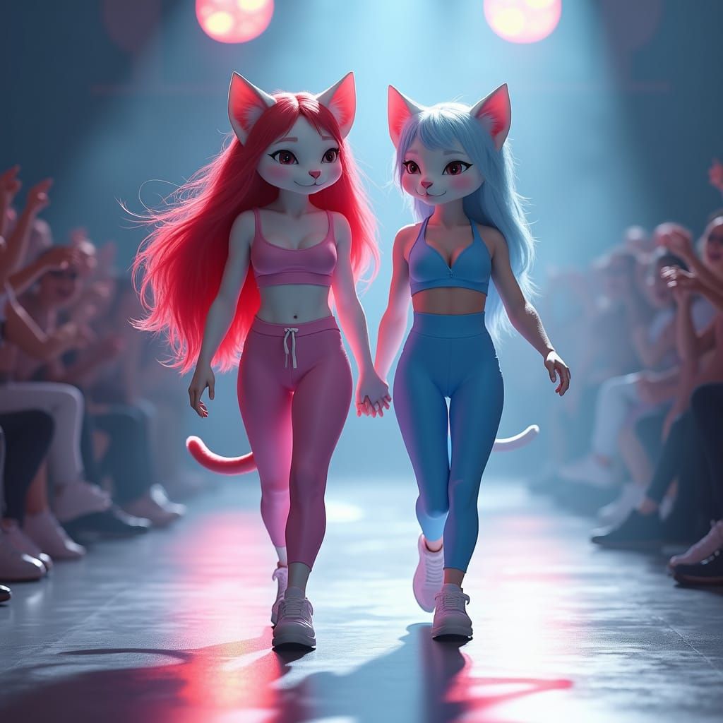 Confident Catwalk Queens Strut in Edgy Athleisure