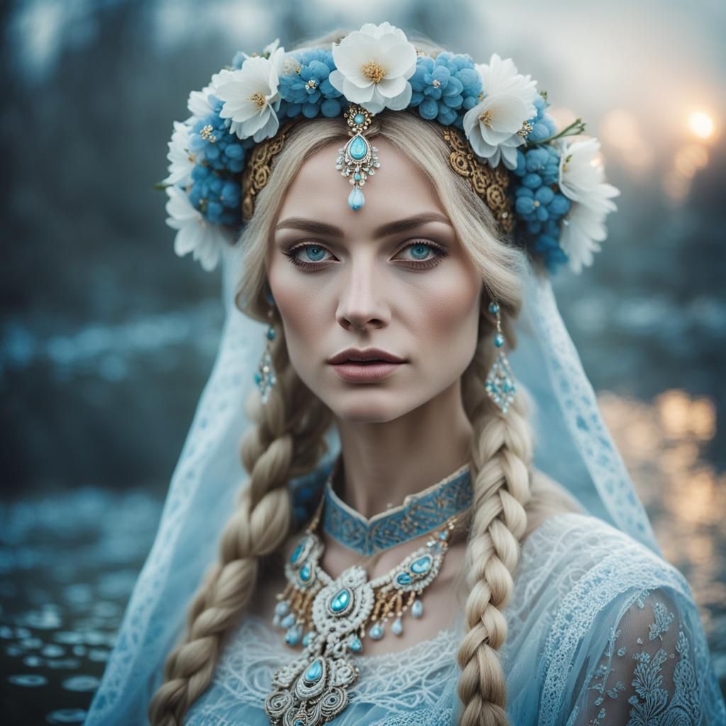 Slavic Beauty in Traditional Attire, Fauvist Colors