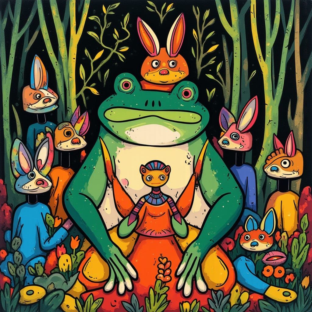 Giant Toad and Fox Bride in Matisse Style