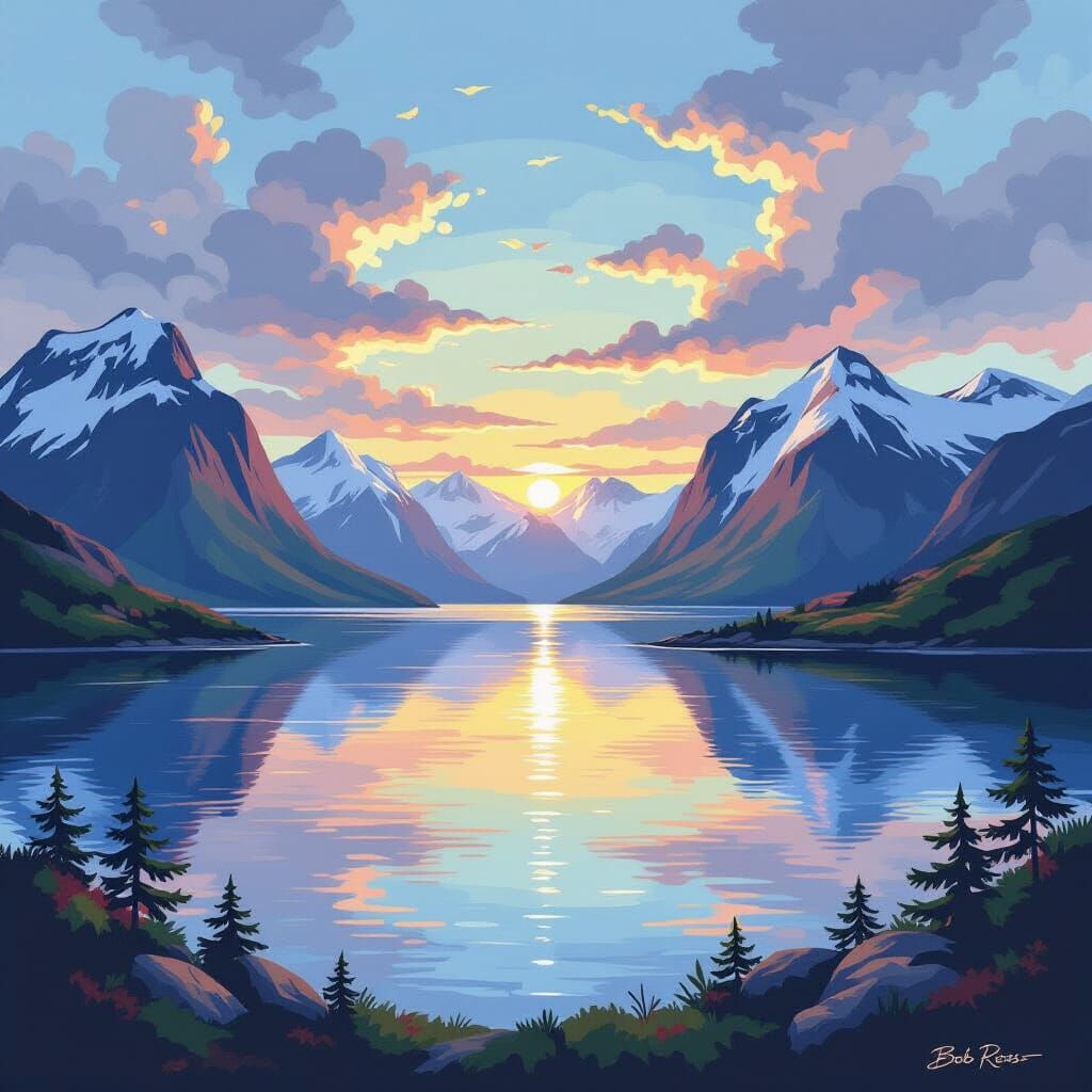 Norway Coastline in Vibrant Impressionistic Style