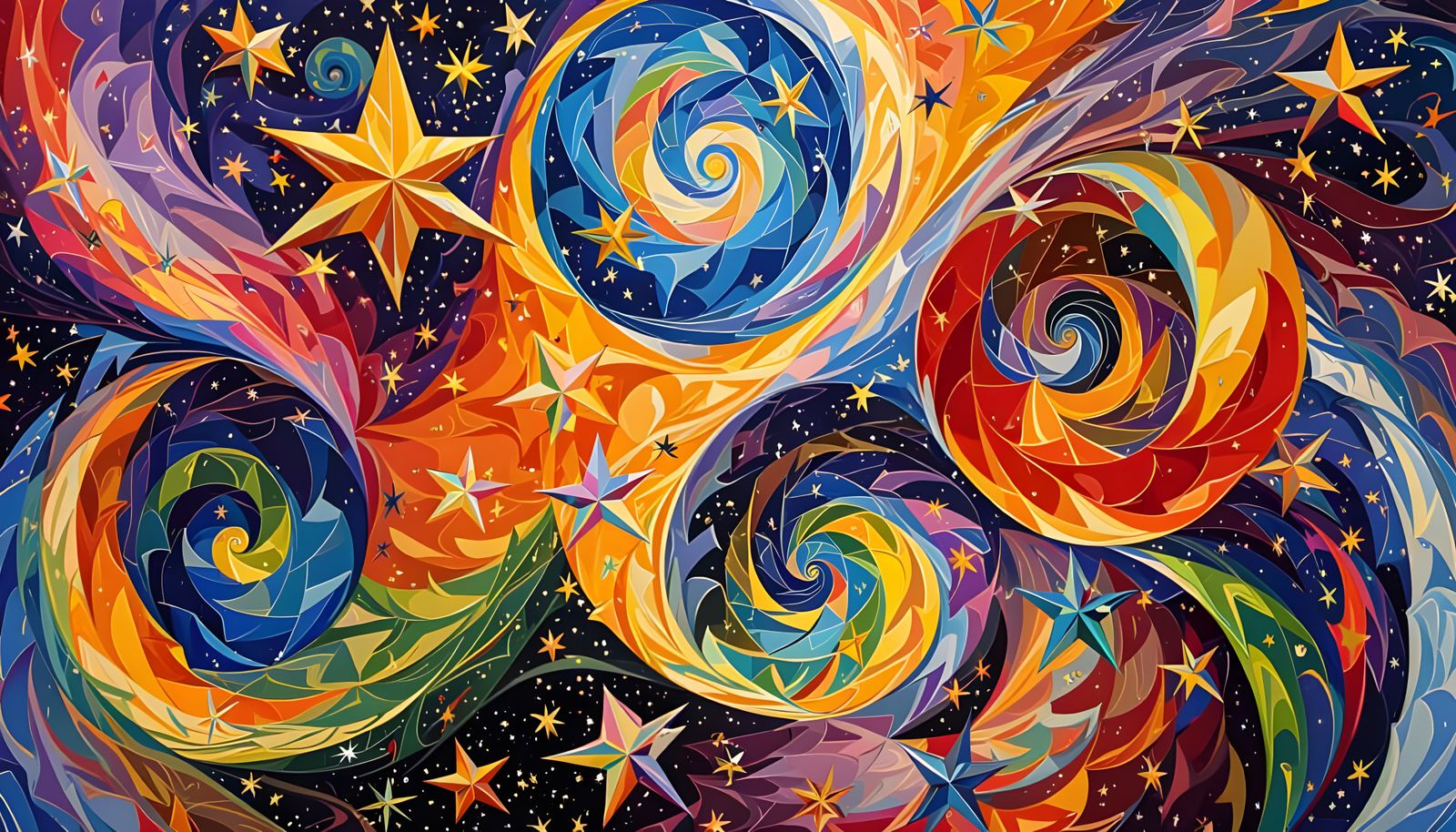 Surreal Cosmos: Stars in Dreamlike Vortexes