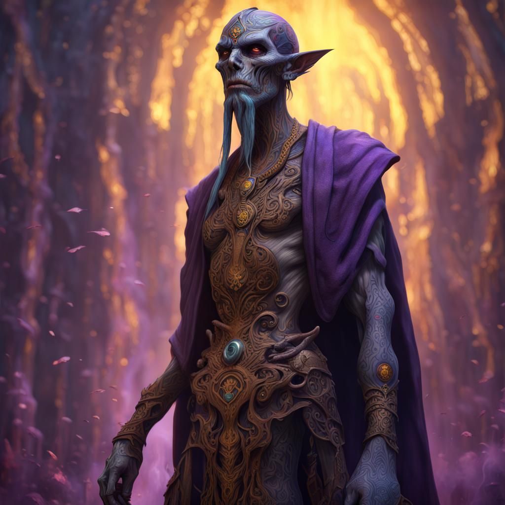 Sorceress Leads Elemental Army in Dark Fantasy Art