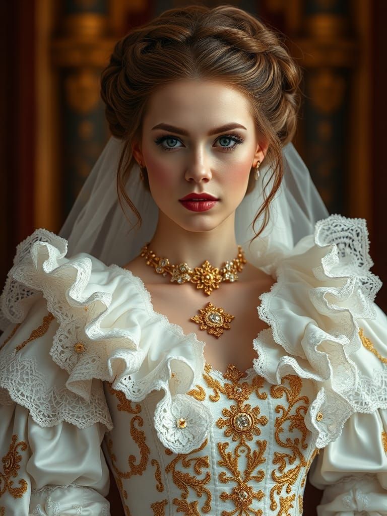 Regal Woman in Renaissance Gown, Digital Art