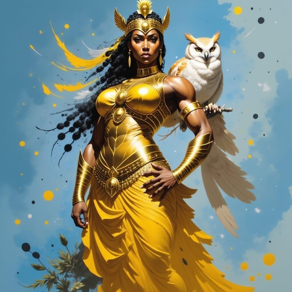 Grecian Athena Goddess in Neoclassical Hyperrealism with Sof...