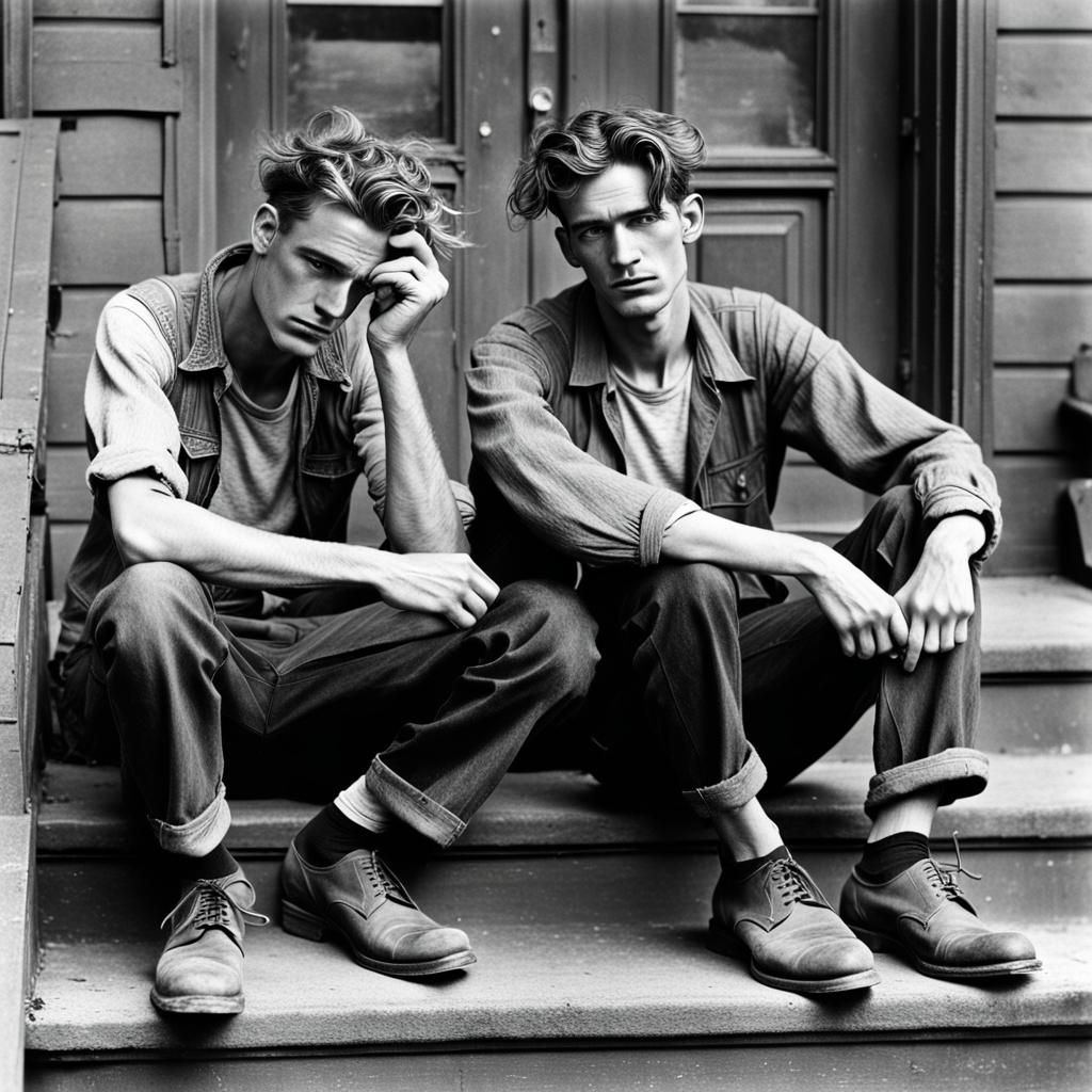 Two Jobless Men in 1930 (style of Dorothea Lange)