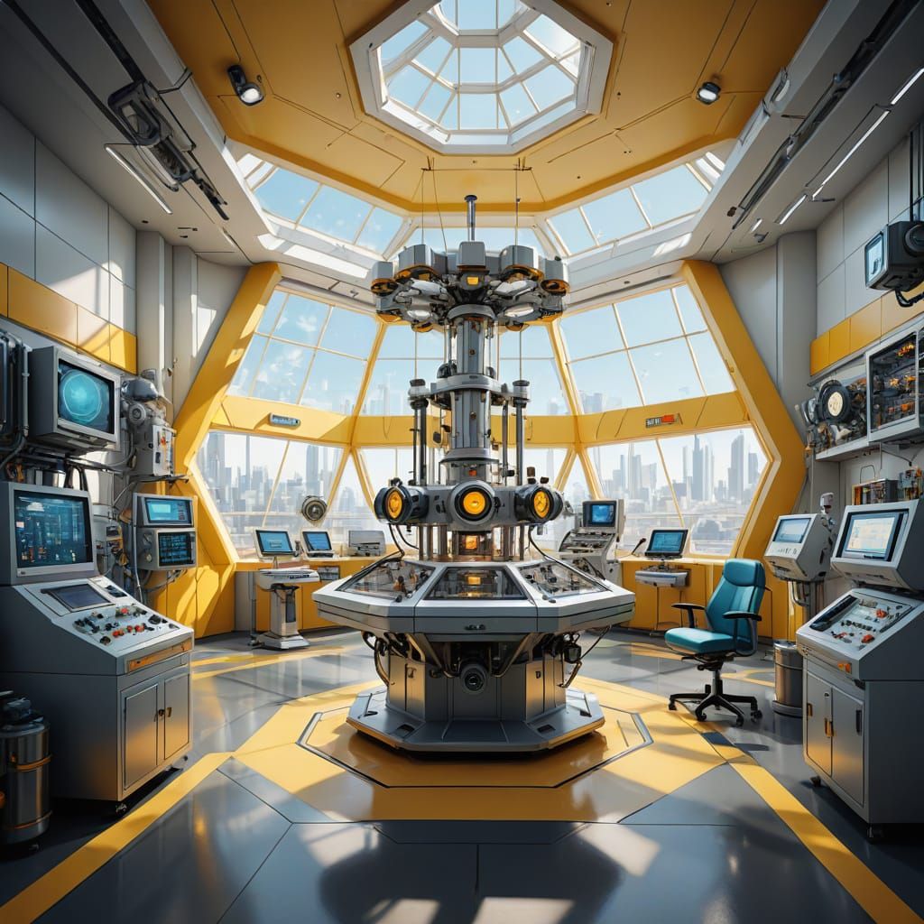 Futuristic Lab with High-Tech Machinery
