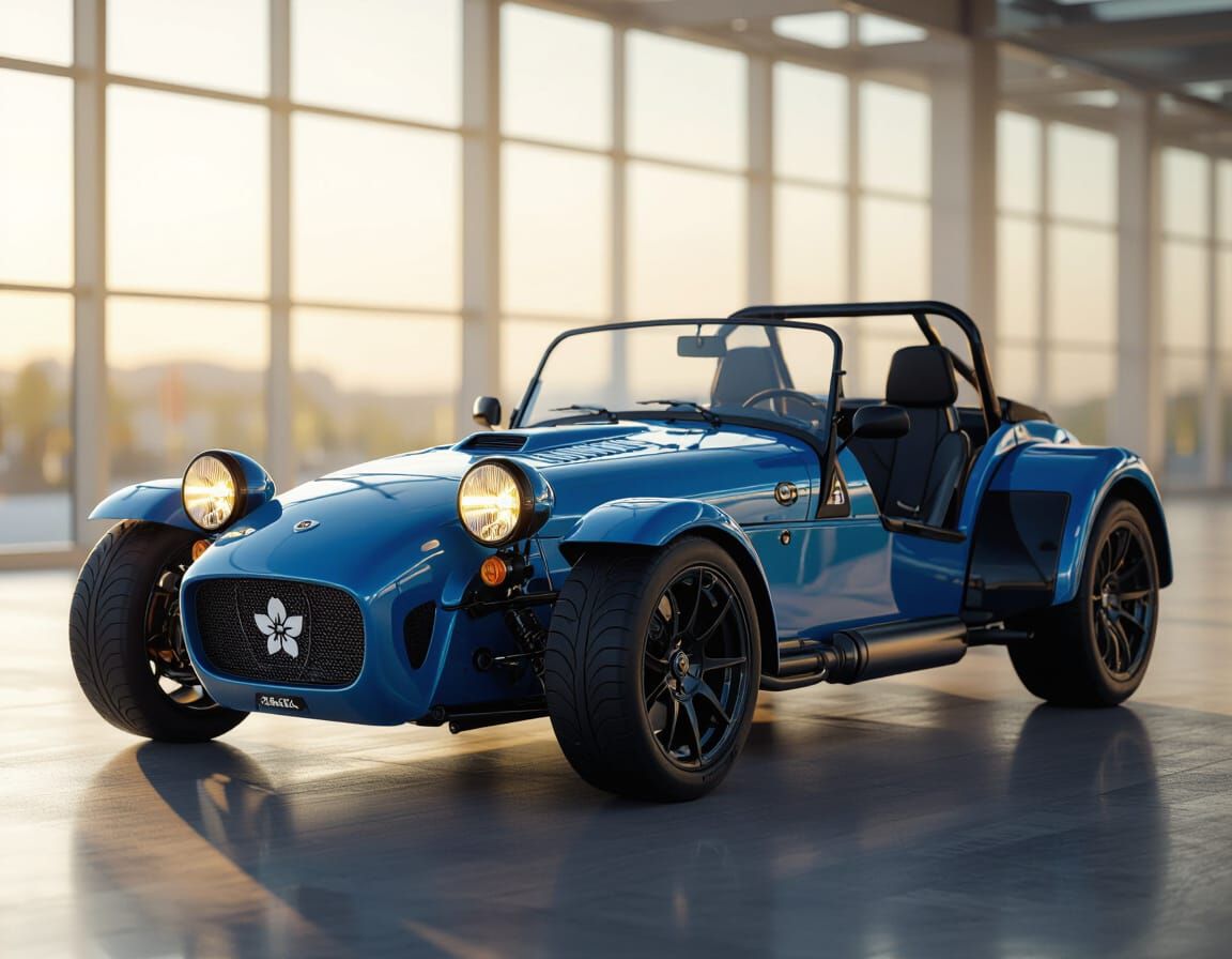 Retro-Modern Open-Wheel Sports Car in Showroom