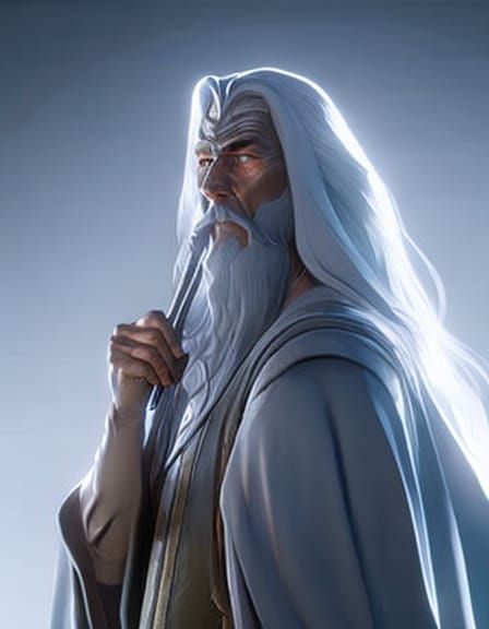 Gandalf Portrait Casting Spell in Hyperrealistic Style