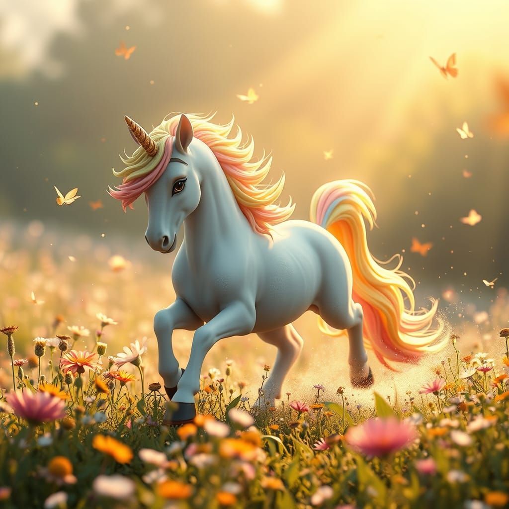 Whimsical Unicorn in Vibrant Anime Art Style