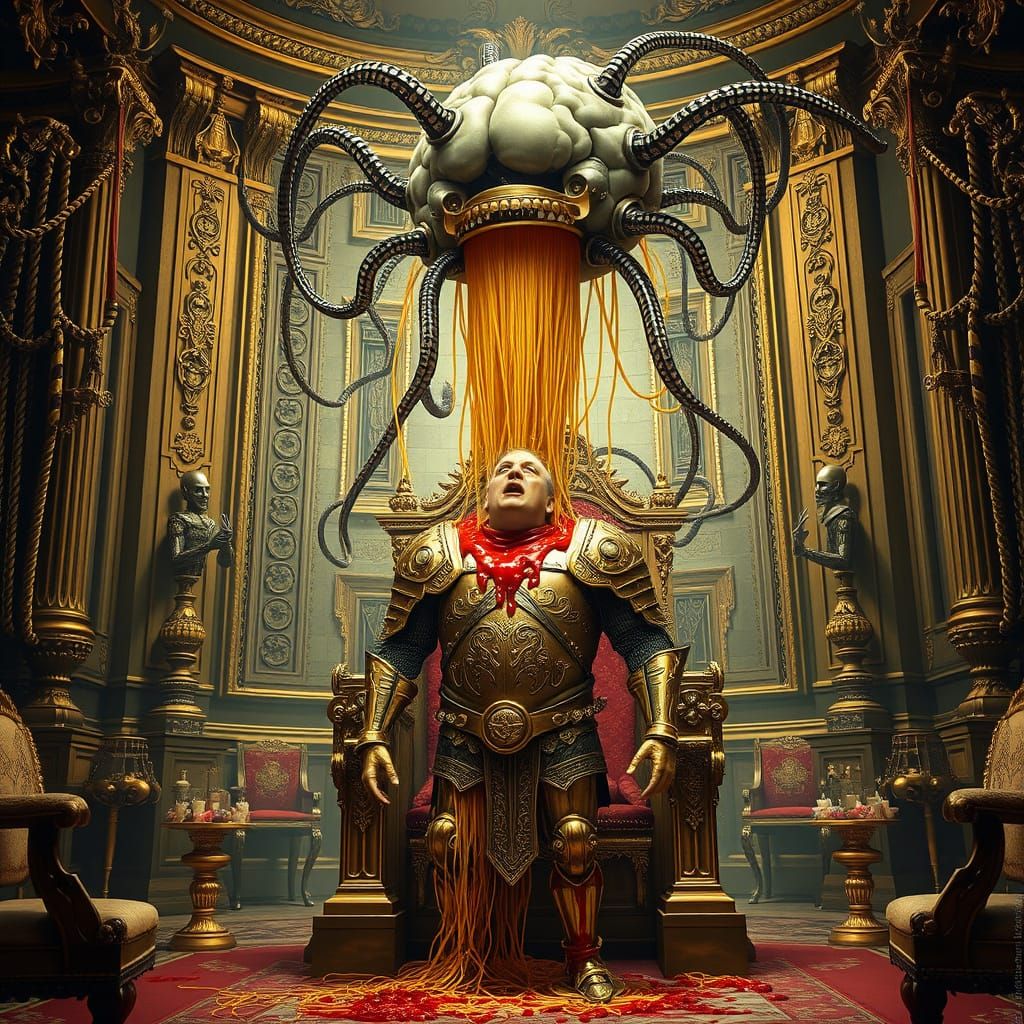 Soldier's Spaghetti Nightmare in Opulent Throne Room