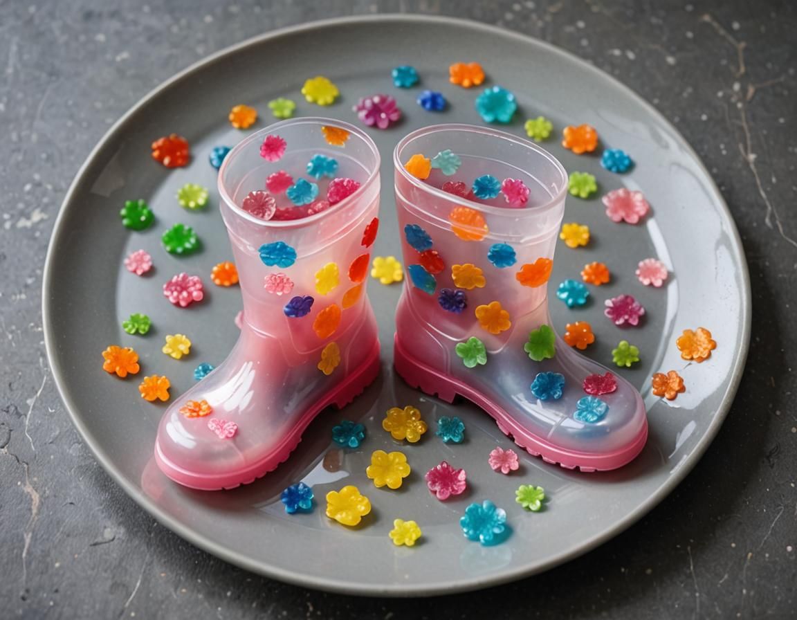 Colorful Jelly Wellies on a Plate