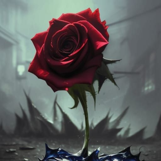 Bleeding Blue Rose Emerges in Dark Fantasy Style