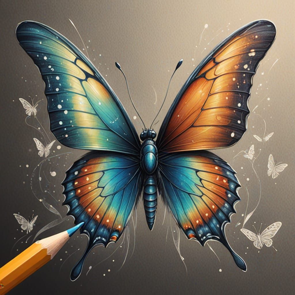 Pencil Drawing Transforms into Butterfly