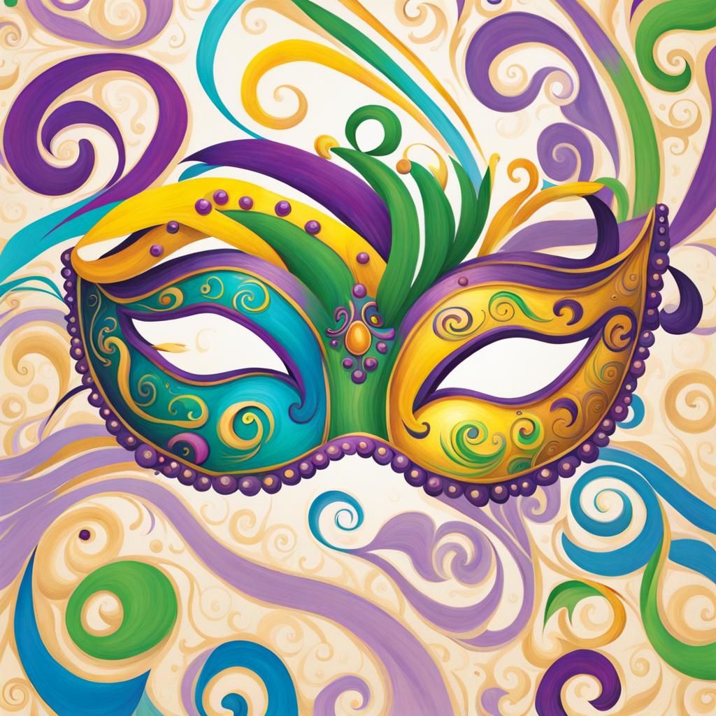 Vibrant Mardi Gras Mask in Candyland Wonderland
