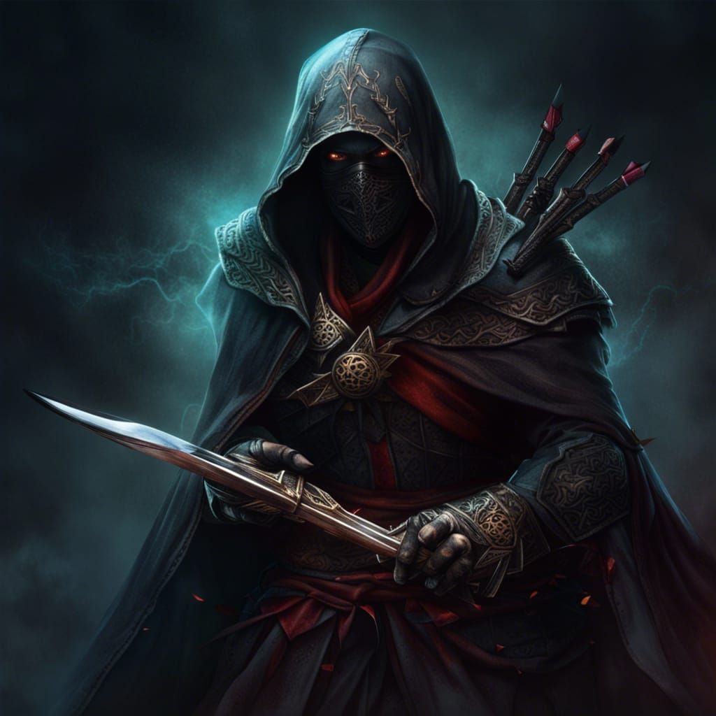 Mystical Evil Assassin in the Shadows