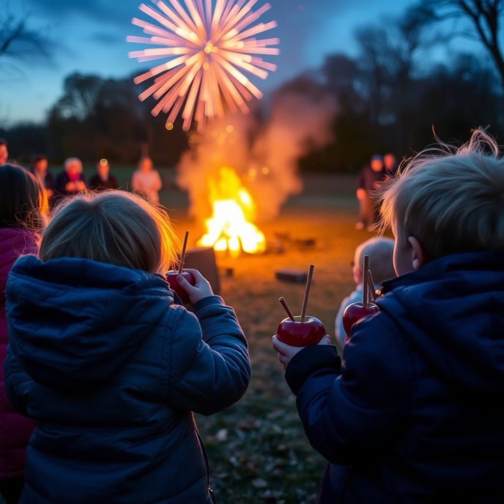 Children Enjoy Bonfire Night with Toffee Apples