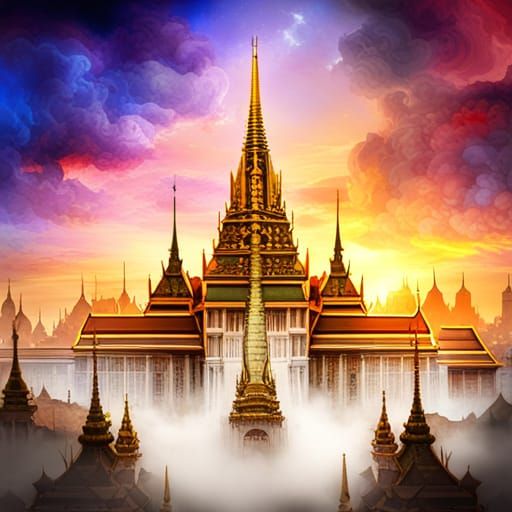 Grand Palace Bangkok: Watercolor Double Exposure