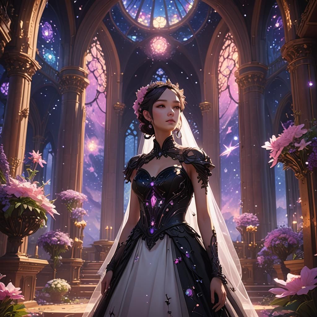Bride in Alien Chapel: Anime 3D Concept Art
