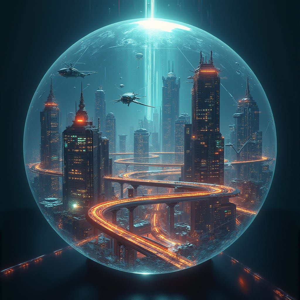 Futuristic Globe of Technology in Surreal Style