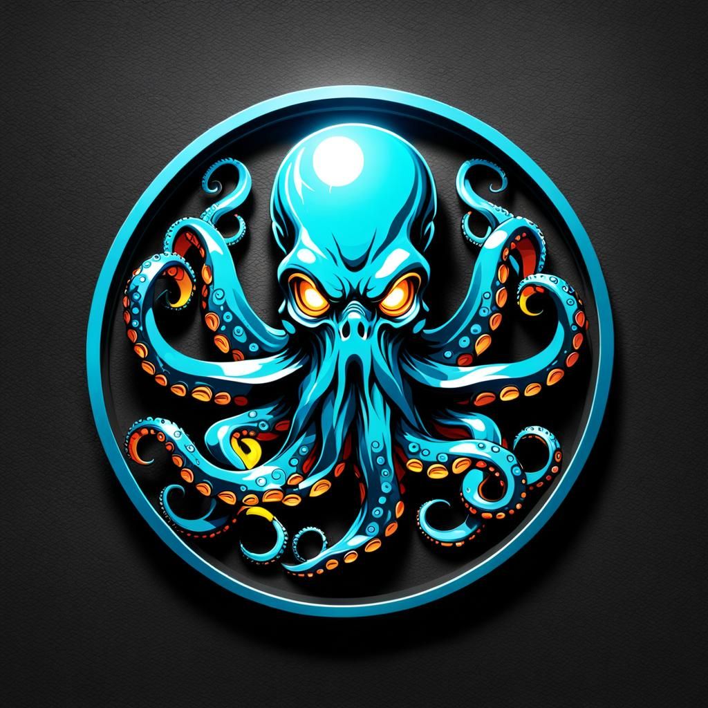 Octopus Lightning Bolt Logo Emblem