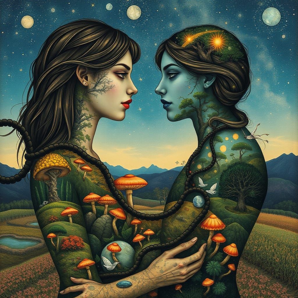 Ethereal Mindscapes: Intertwined Bodies in Surreal Biomechan...