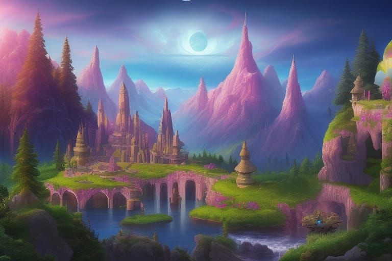 Alien Fantasy Castle in Cosmic Landscape