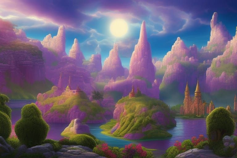 Iridescent Alien Castle in a Cosmic Landscape