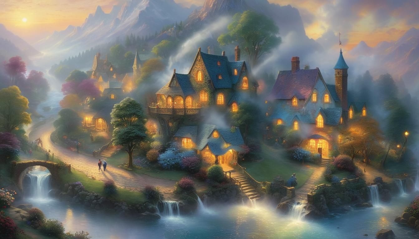 Ethereal Golden Hour Fantasy Scene in Hyperdetail