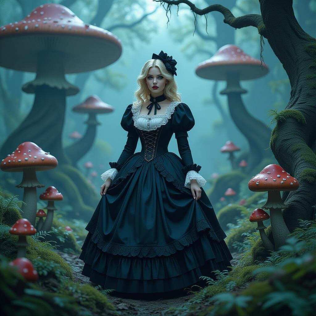 Gothic Alice in Mystical Wonderland as Matte Painting